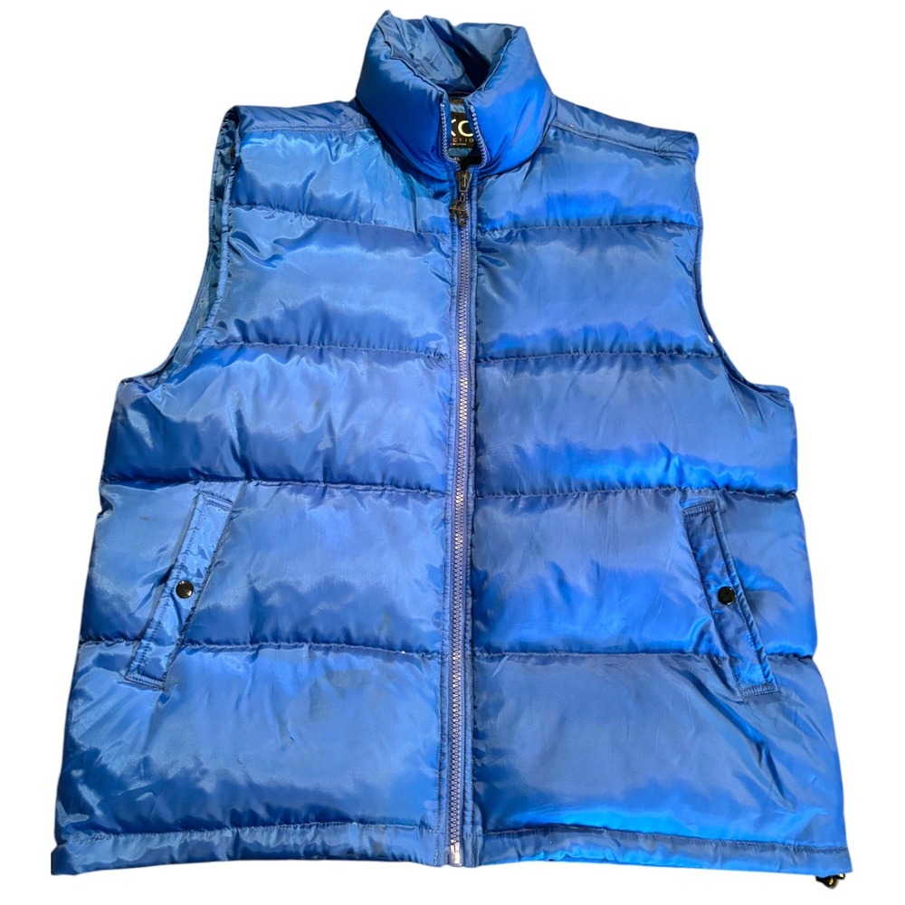 KC Collections Blue Puffer‎ Vest Mens XL Down Blend Full Zip Quilted Sleeveless